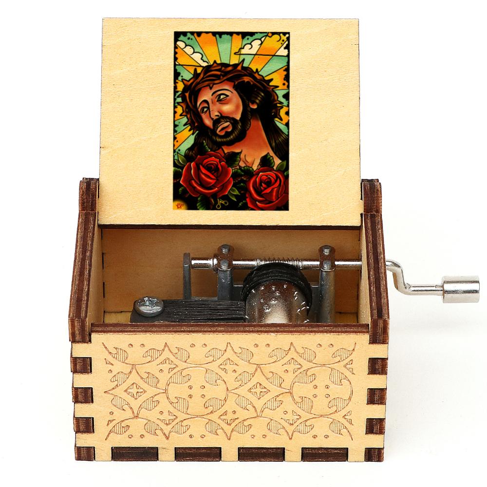 Vintage Engraved Music Box Wooden Musical Box 3D Printed Amazing Grace Theme Music Box Christmas Birthday: P-YS-56