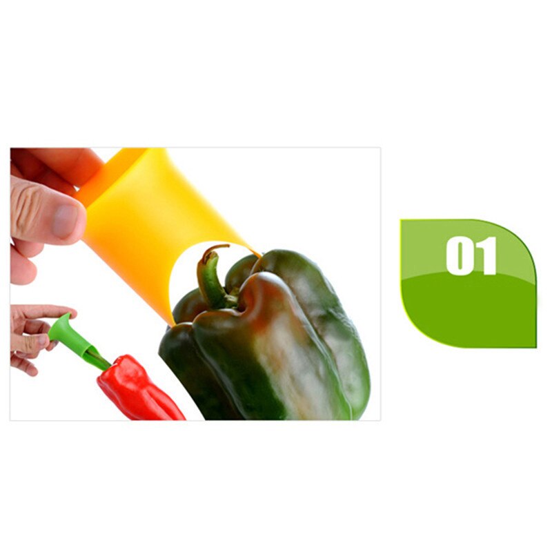 2in1 Peper Chili Bell Jalapeno Corer Zaad Remover Green Pepper Chilli Cutter Corer Slicer Fruit Dunschiller Keukengereedschap