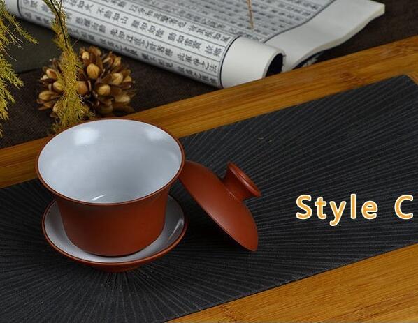 Gaiwan Chinese Tea Mugs Purple Clay Tureen Tea Brew Cup Black Yixing Teapot: Style C