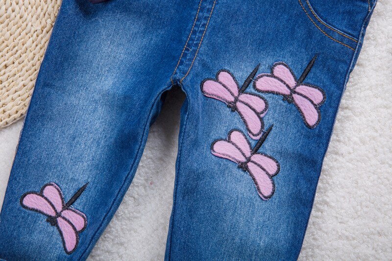 NYSRFZ Spring and autumn Baby Bib Pant Kid Boys Girls Denim Overalls dragonfly pattern Trousers Kids Rompers