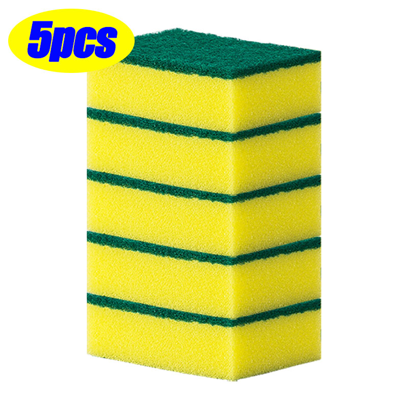 50/5pcs Magic Cleaning Sponges Double-sided Reusable Kitchen Sponge Wipes Pan Pot Dishwashing Scouring Pads Brush Clean Tools: army green