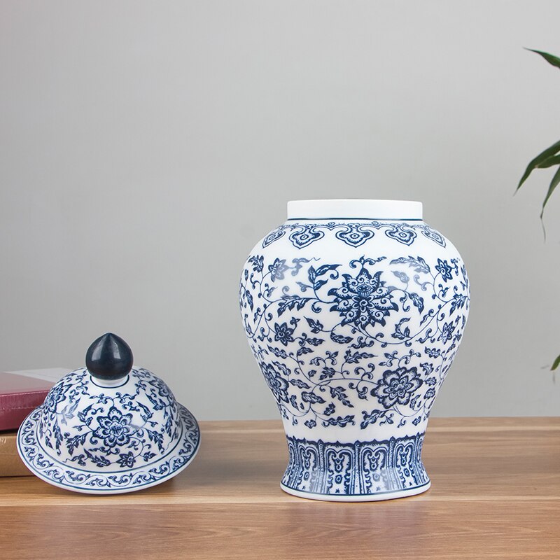 Jingdezhen antikke porselen blå og hvite generelle tankbokser tekrukke oppbevaringstanker