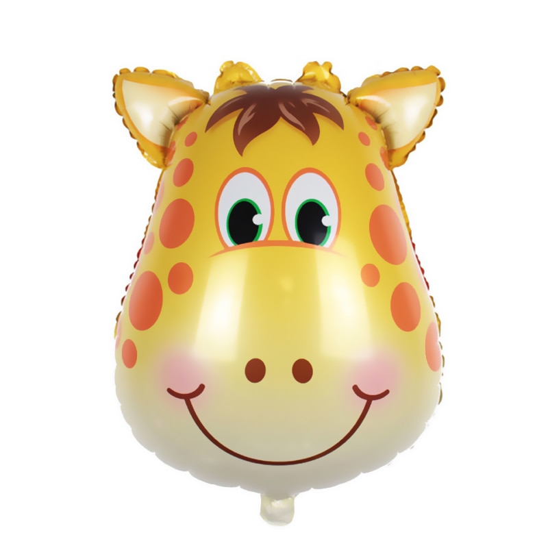 Barnebursdagsfest dekorert dyr tegneserie hode løve ape sjiraff 4d aluminiumsfilm helium ballong dekor scene ballong