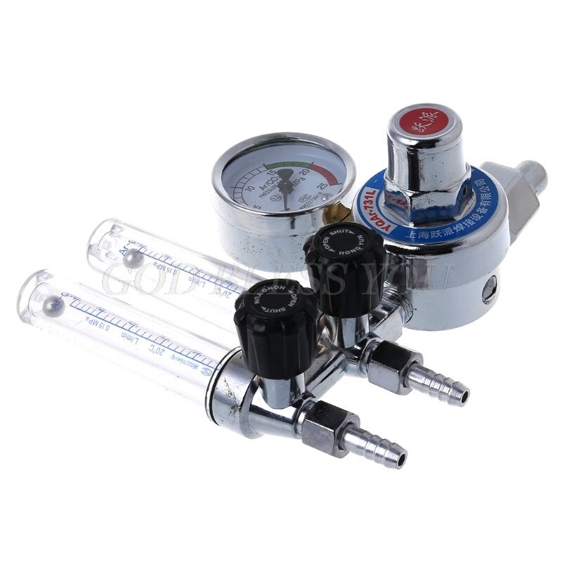 AR/CO2 Regulator Welding Weld Dual Backpurge 25 MPa Mig Flow Meter Gas Argon Pressure Reducer