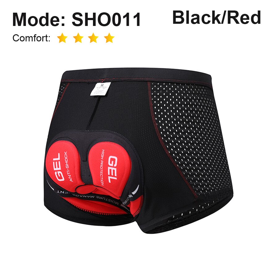 NEWBOLER Men's Cycling Shorts GEL Pad Breathable Mesh Cycling Underwear Shockproof Bicycle Underpant MTB Road Bike Riding Shorts: SHO011 Red / S