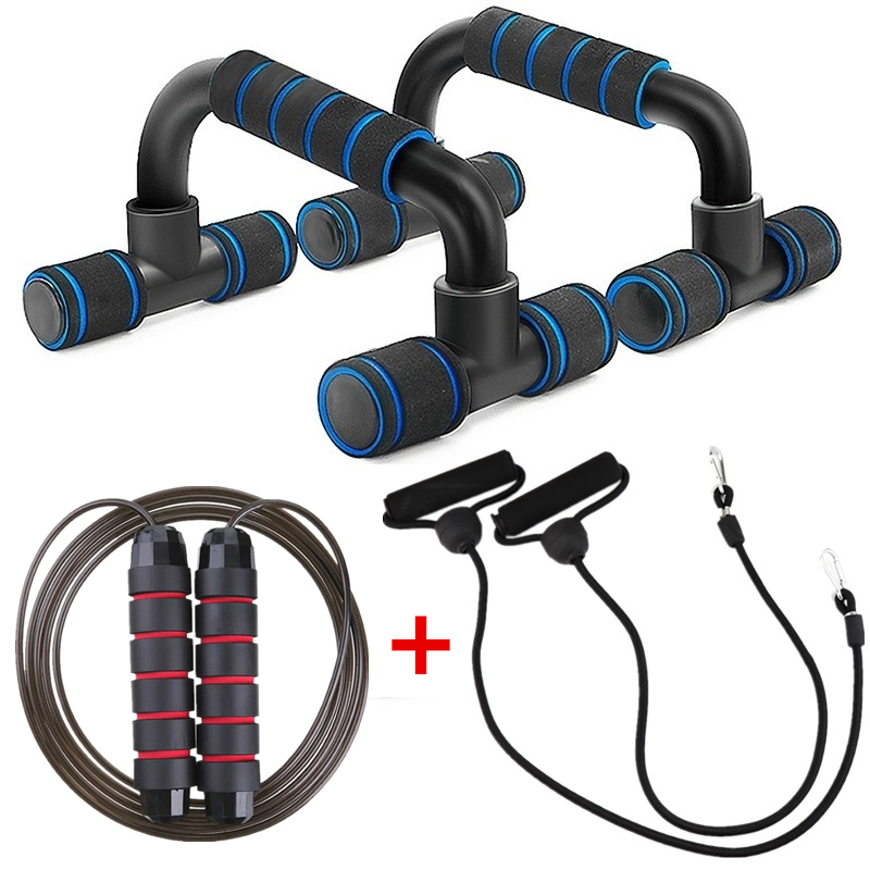 Push Up Stand Portable Fitness Equipment Rack Gym Sport Bodybuilding Exercise At Home Calisthenics Horizontal Bar Push-ups Board: Blue jumpull rope