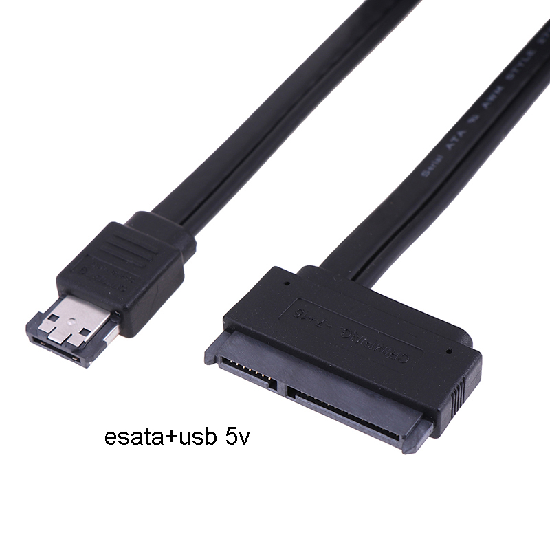 USB eSATA eSATAp Dual Power 12V 12V 5V Cable eSATAp to SATA 7 + 15 22Pin Data 2.5 "SSD HDD 0.5M Hard Drive Adapter Cable: black / 0.6m