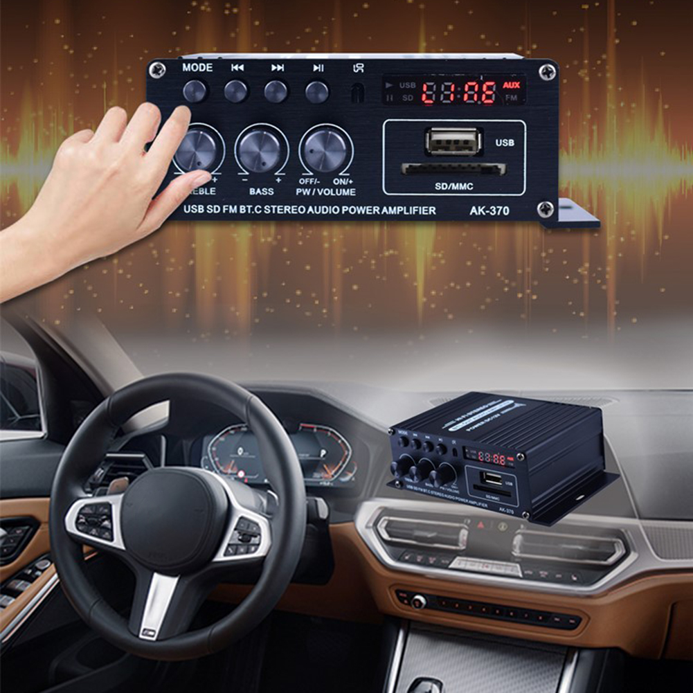 AK-370 Bluetooth Amplifier Mini Digital Power Audio Car Amplifier 20W+20W 12V HIFI Stereo Audio Amplifier for Home Theater Party