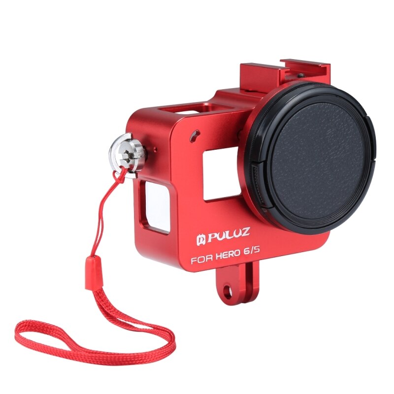 Puluzhölje skal för gopro hero 7 svart 6/5 hård skyddsbur +52mm uv -lins 8*6*4.6cm fodral för go pro hero 5: Röd