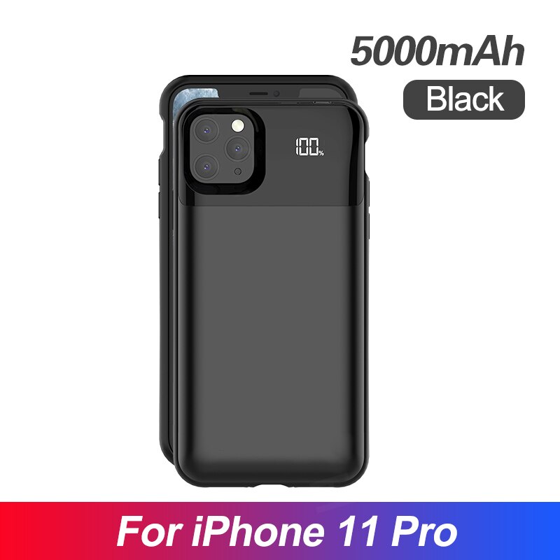 Battery Charger Case For iPhone 11 Case for iPhone 5S SE 6 6S 7 8 Plus X XR XS MAX Pro Portable Power Bank Charger: LED For 11 Pro