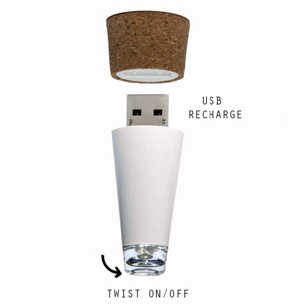 1 stuk LED USB Oplaadbare Shiny Fles Kurk Cap Lamp Creatieve Romantische Kurk Lichten Feestelijke Sfeer Verlichting