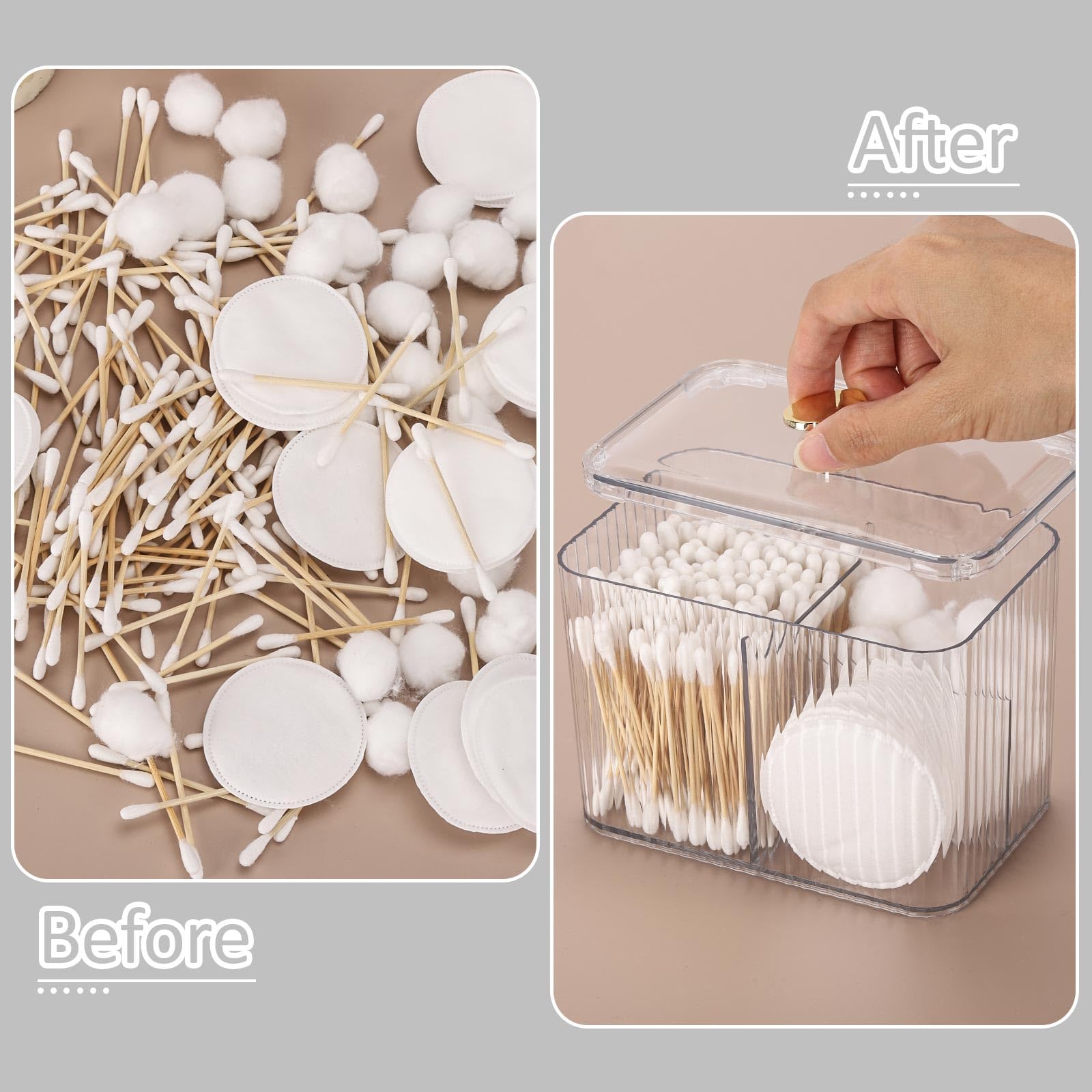 Qtip – distributeur de support transparent pour salle de bain, pot d'écouvillon/tampon/boule, conteneur, boîtes de rangement de cosmétiques pour vanité