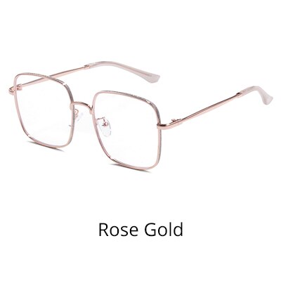 Ralferty Big Square Glasses Frame Women Optical Brand Eyeglasses Frames For Woman Prescription Glasses W9091: Rose Gold