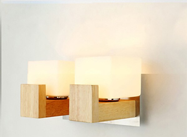 Japanese Bedside Wall Lamp LED Bedroom Simple Solid Wood Living Room Hotel Aisle Bedside Lamp