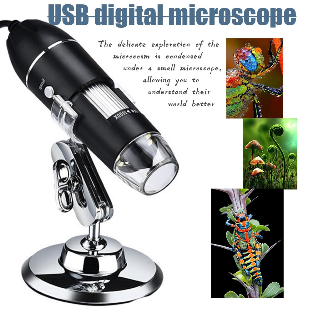 Microscopio digitale USB, ingrandimento da 50X a 1600X, endoscopio