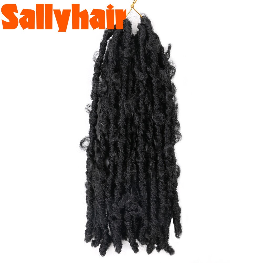 Sallyhair 14" Butterfly Locs Crochet Hair Distressed Butterfly Locs Crochet Braids Goddess Pre Looped Bob Locs Pre-Twist Braid: 1B
