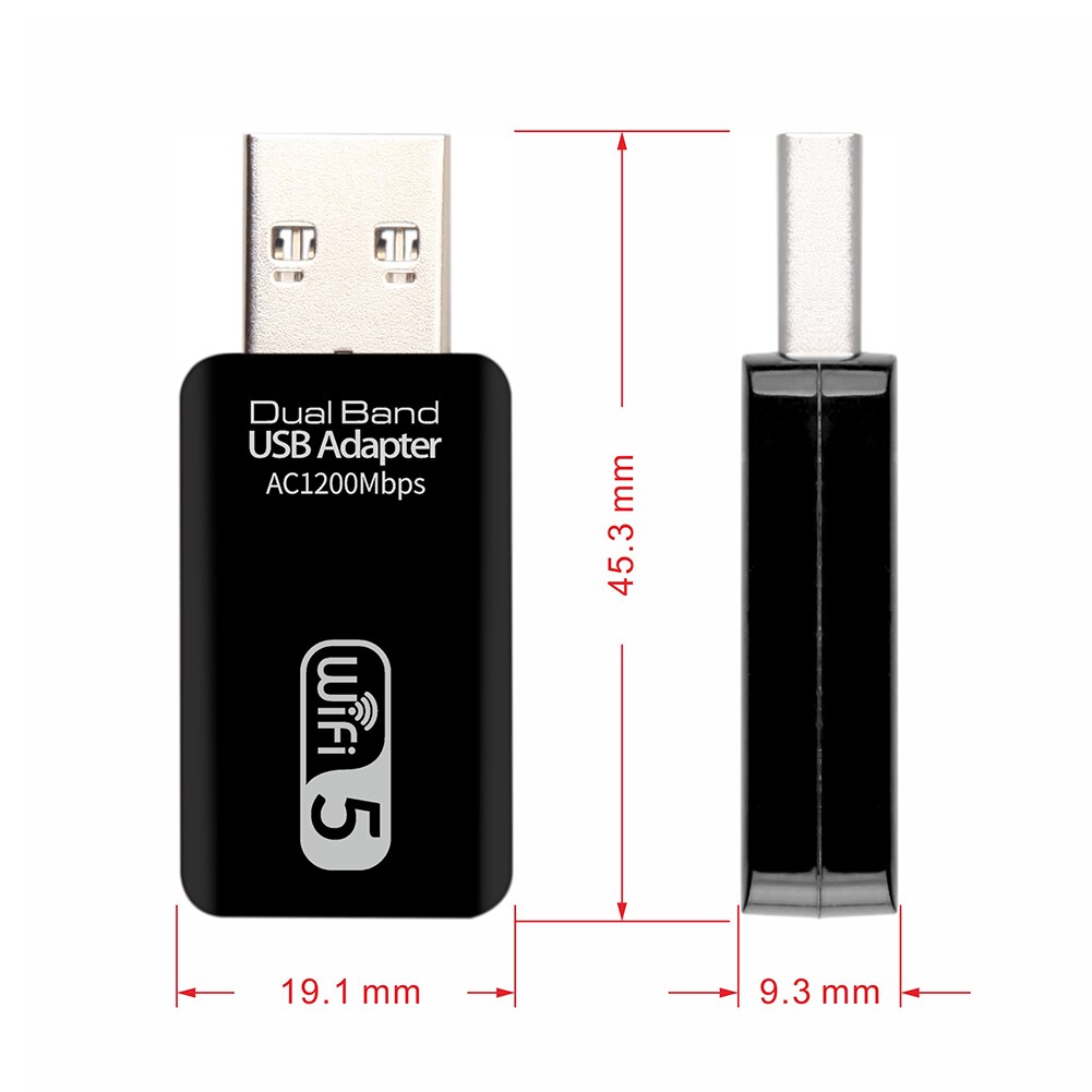 Mini USB Wifi Wireless Network Card 2.4G/5G Dual-Band 1200Mbps wifi Receiver Adapter Dongle for Desktop Laptop