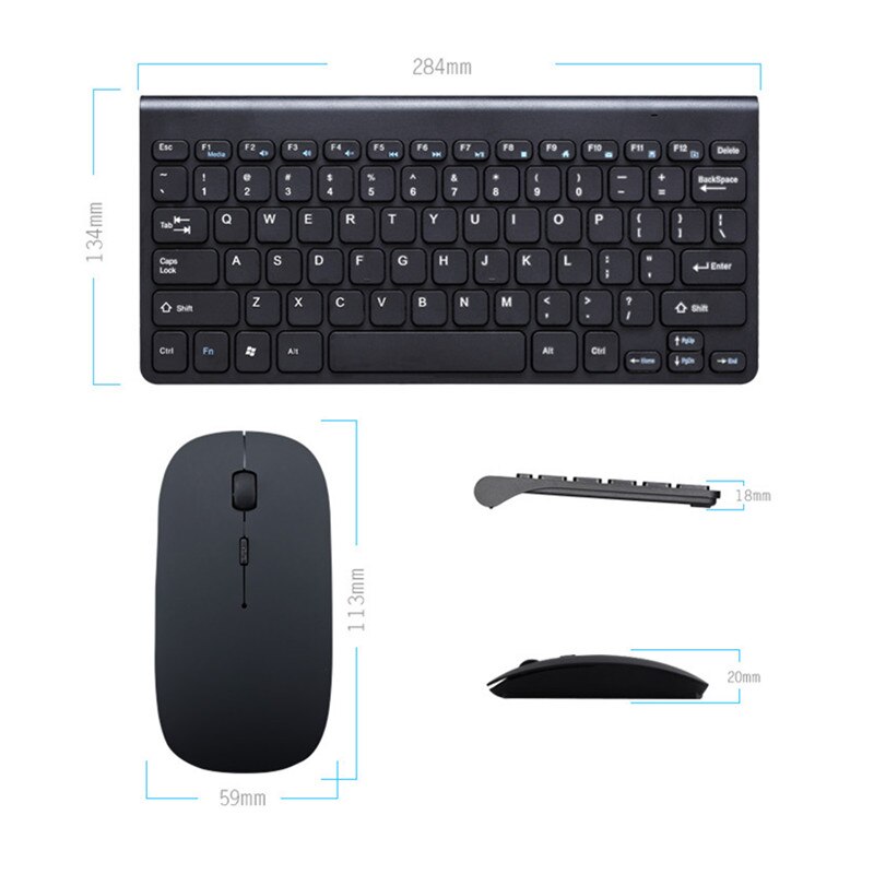 Mode Ultra-dunne 78 Toetsen USB Draadloze Toetsenbord en Muis Pak Nono Ontvanger Draadloze Toetsenbord en 4 Toetsen Muis voor Laptop