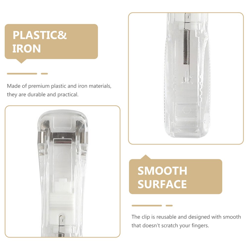 1 Set of Household Clam Clip Dispenser with Refill Clips Seamless Stapler