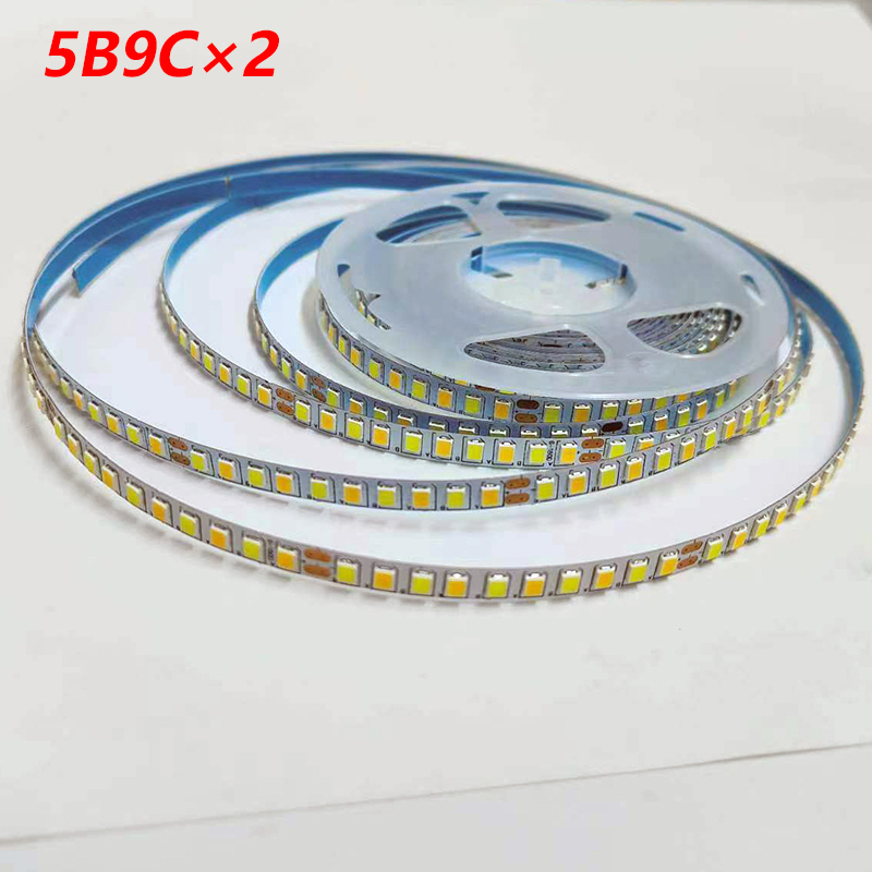 ( 2 svejsepunkter) 5 meter 2835-6mm/7mm 180d dobbeltfarvede led-strimler til reparation af lysekroner, led-bånd 5 b 9 cx 2 farver