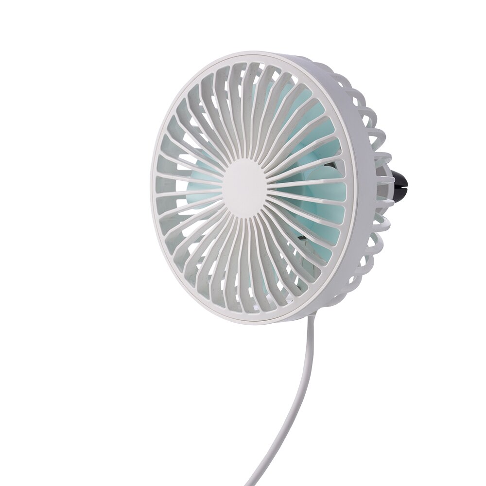 Draagbare usb autoventilator auto-interieur accessoires 360 graden ronde autokoelaccessoires zwenkventilator ventilatieplaat zomer  dc 5v: Wit