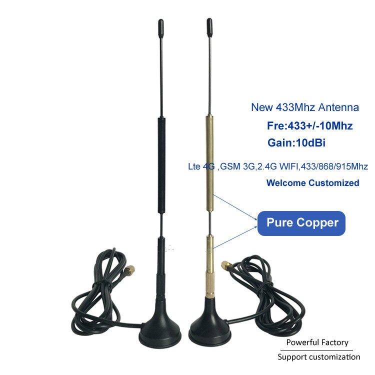 Antena de bombeo externa, 433,92 MHz, VSWR 1,2, Omni, helicoidal, 10dBi, 433MHz, antena magnética, 1 Uds.