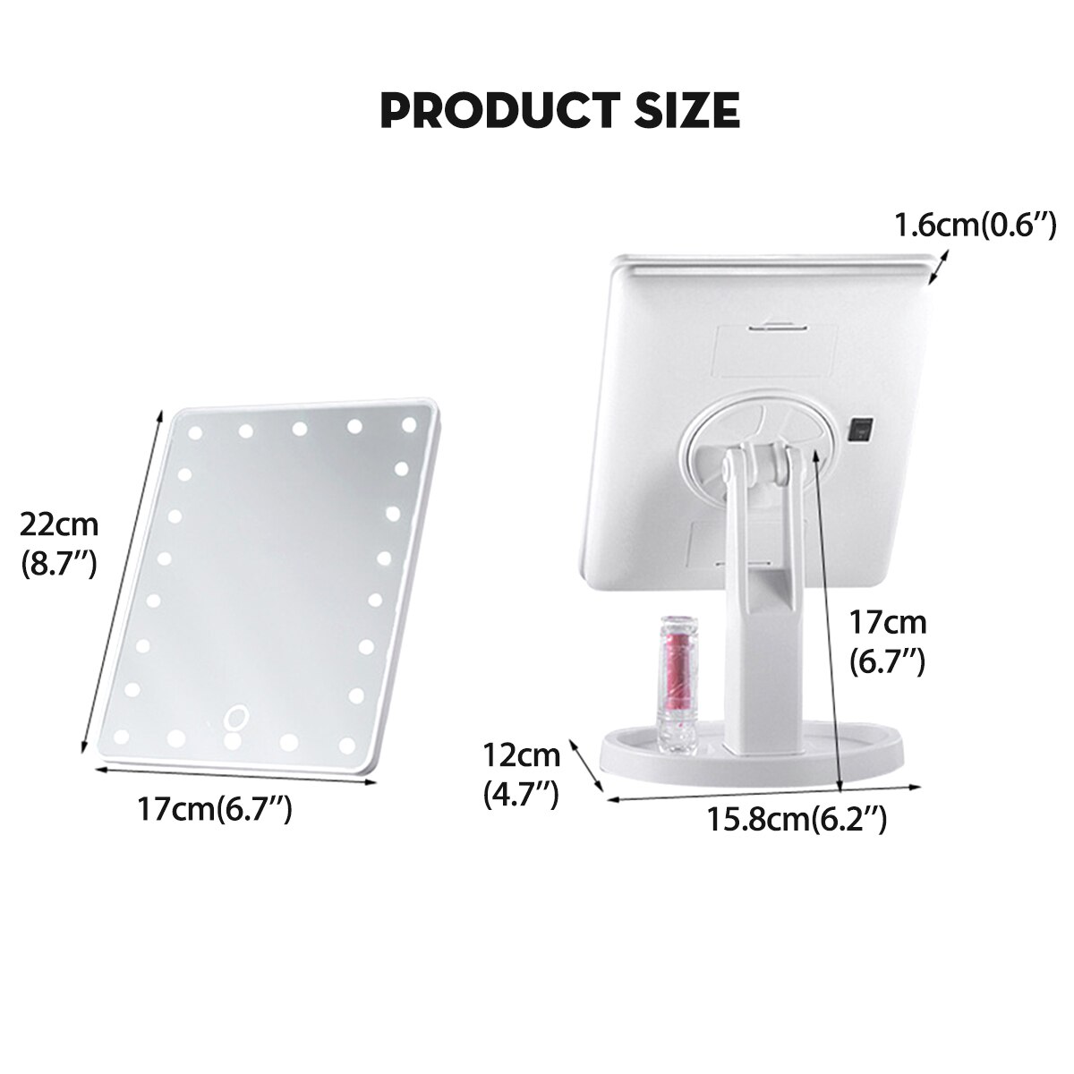 LED Lighted Vanity Touch Screen Makeup Mirror 360 Degrees Rotation Make up Rotating Cosmetic Beauty LED Table Stand Mirrors