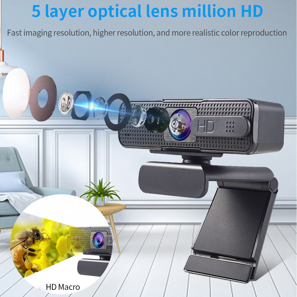 TISHRIC Ashu H701 Webcam 1080P HD Webcam Plug Play messa a fuoco automatica 200W pixel HD microfono incorporato per riunioni di Computer insegnare