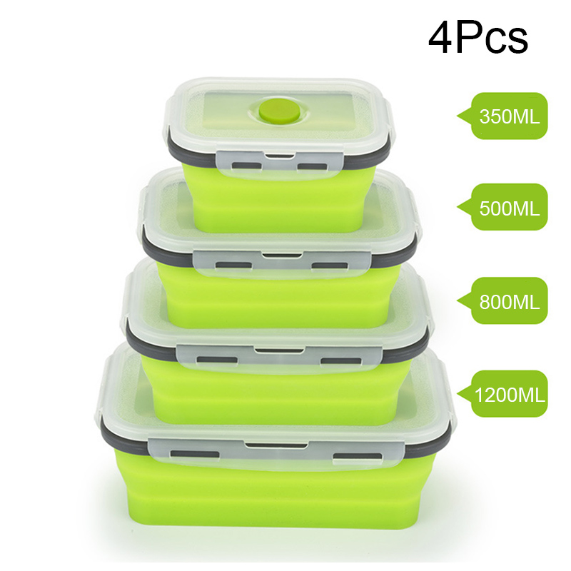 Lunch Box Silicone Bowl Folding Foldable Portable Food Storage Container Eco-Friendly GQ999: 4PCS