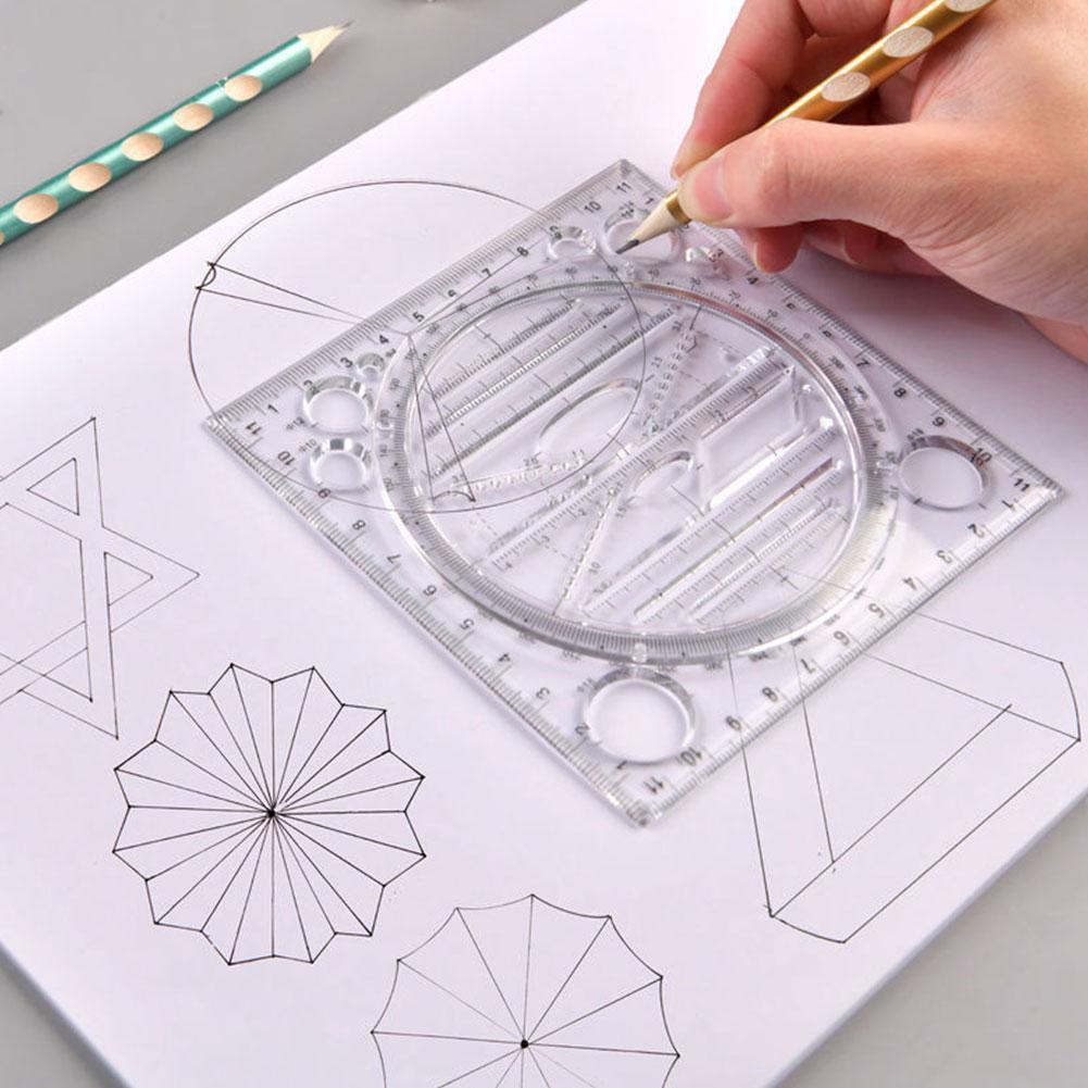 Multifunction Ruler Drawing Ruler Rotatable Student Drafting Geometry Ellipse Stereo Tool Measuring Circle Template Mathema U9w0