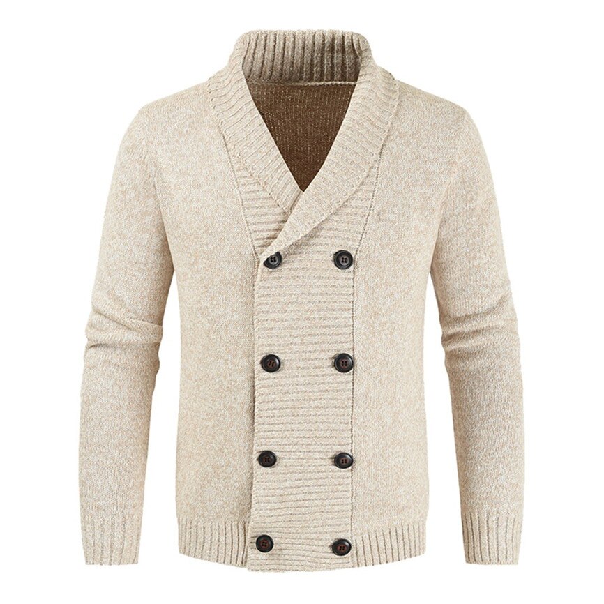 Homme décontracté tricot double boutonnage couleur unie veste Cardigan à manches longues Basical tricoté chandail manteau