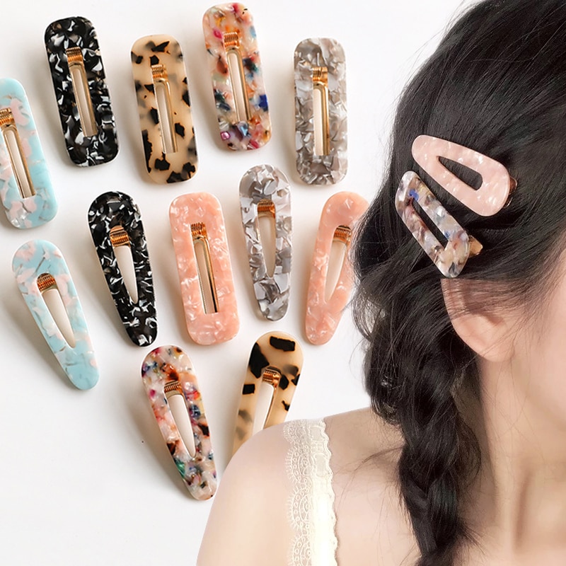 Acrylic Heart Shape Hair Clips for Women Girls Hairpins Shiny lovely Shell Hairgrip Hair Accessories