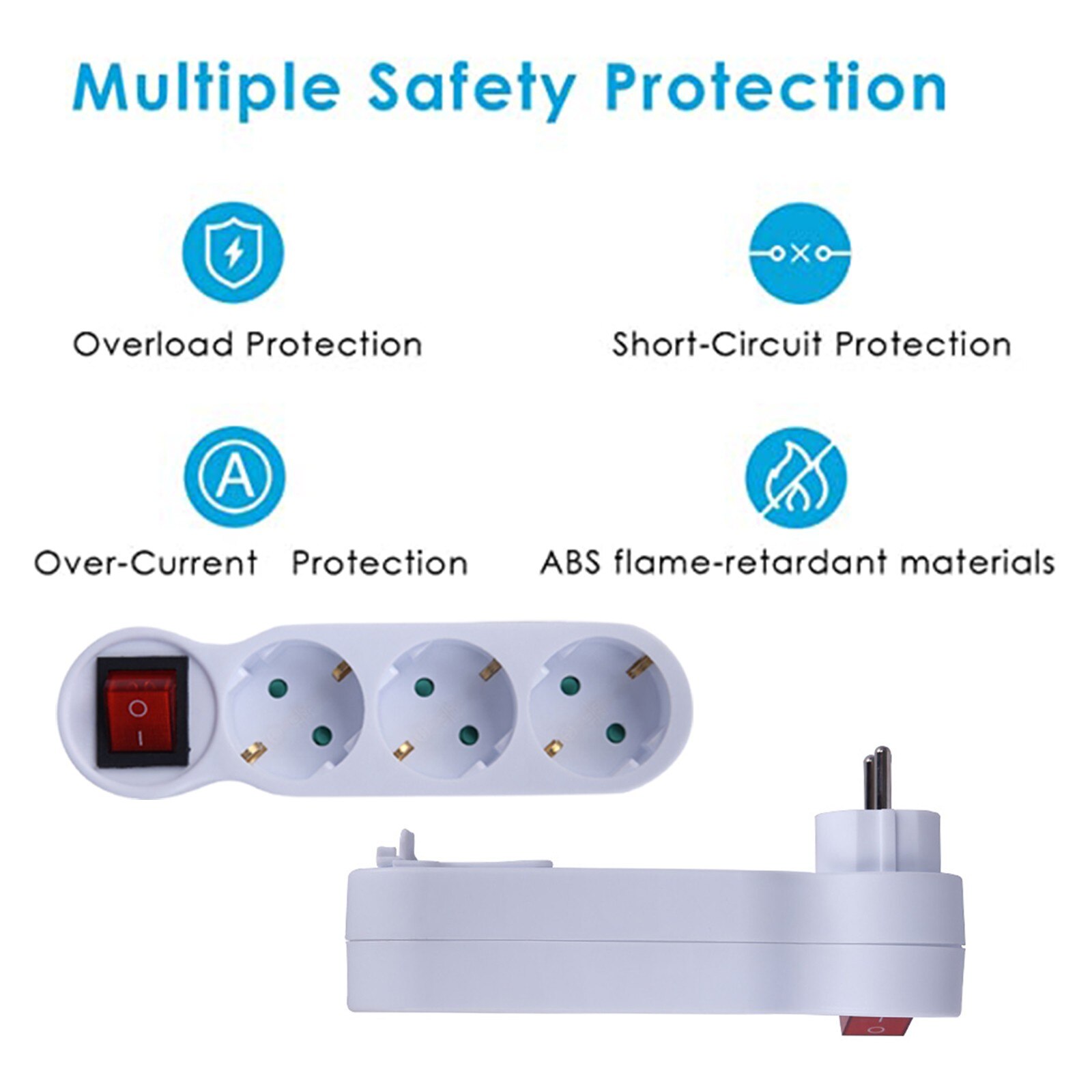 European Standard Three Socket 2 Round Plug 3 Hole Socket With Switch On Off Wall Charger Adapter Power Outlet White Sockets #P5