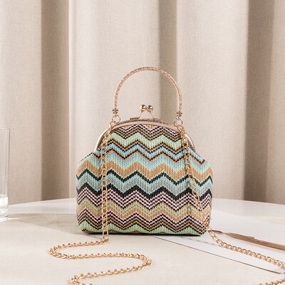 YBYT nacional paja bandolera para mujeres bolsos de lujo Bolsos De Mujer patchwork mujer cadena bolso de hombro: Azul