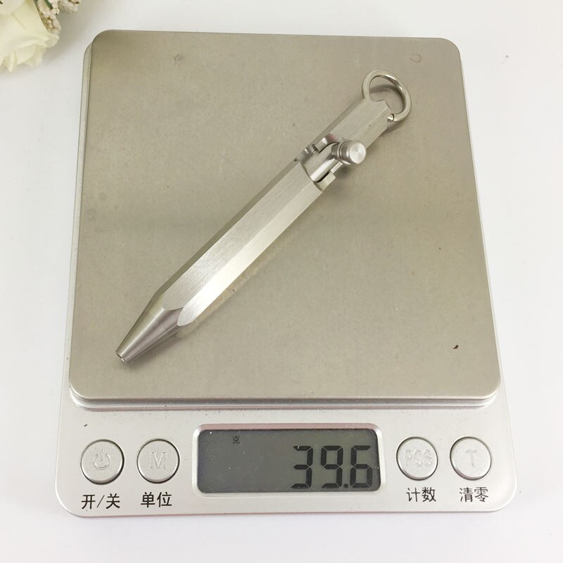 ACMECN – Mini stylo à bille Hexagonal en acier inoxydable, avec porte-clés, mignon, court 39g, de noël, Mini stylo 1736S