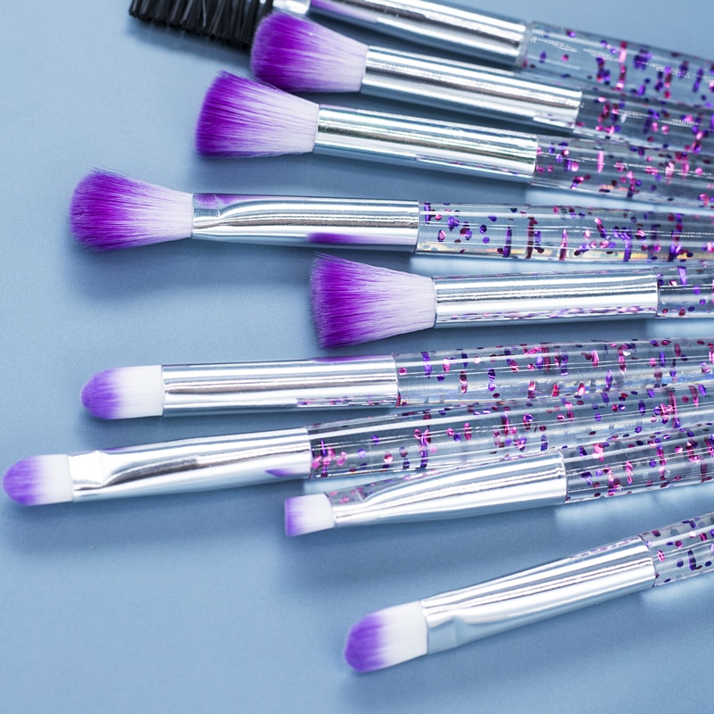 Conjunto de brochas para ojos con purpurina, 10 Uds., bonito unicornio rosa, delineador de ojos, sombra de ojos, juego de brochas de maquillaje, herramientas de belleza cosméticas