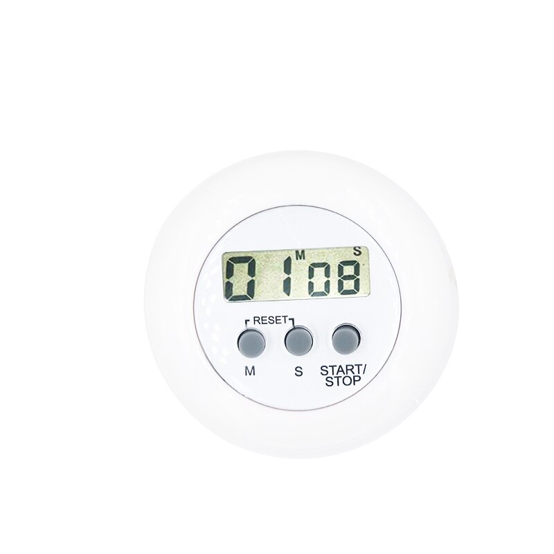 LCD Digital Kitchen Timer Cooking Practice round shape Timer Countdown Count Alarm Clock regular reminders 20% off: white