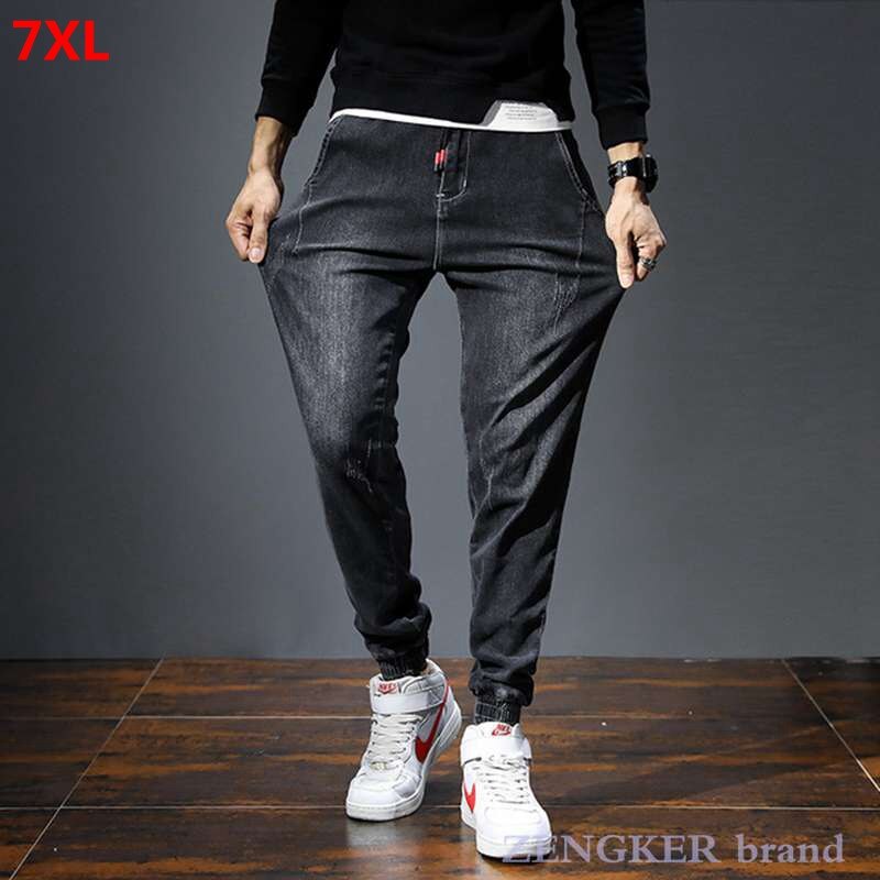 Herfst Oversized Jeans Mannen Stretch Losse 6XL 7XL Mannen Broek Plus Size Jeans Mannen Broek Enkellange lengte Denim Jeans