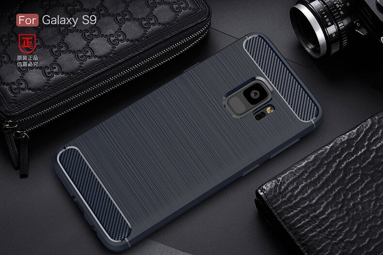 For Samsung Galaxy S9 S 9 Plus Case Carbon fiber Cover Full Protection Phone Case For Samsung S9+ Cover Shockproof Bumper Shell: Samsung S9 Plus / Blue