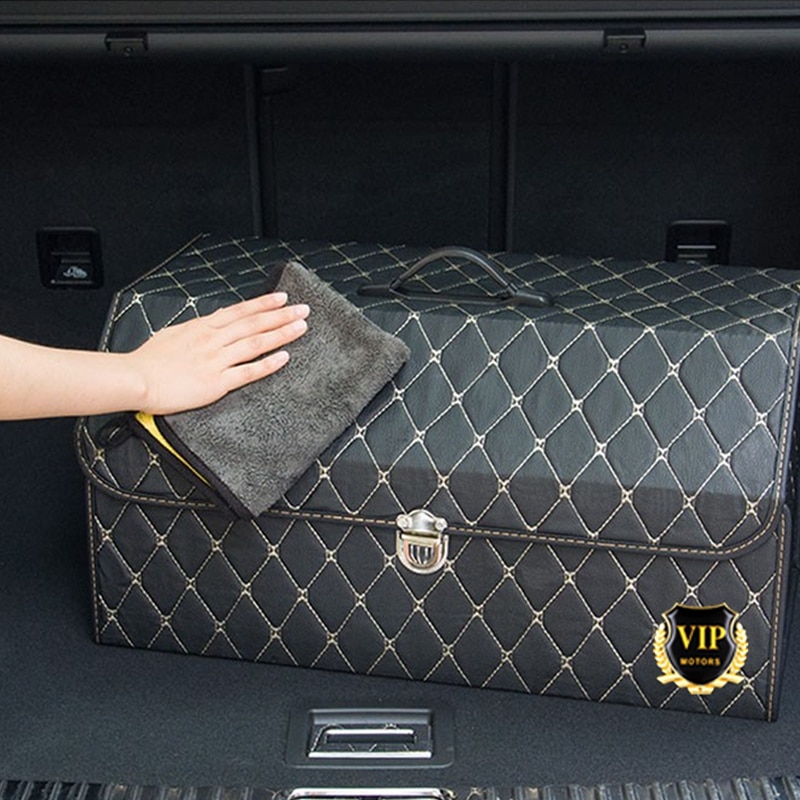 Luksus læder bil bagagerum opbevaring opbevaring bil boks arrangør til toyota til volkswagen hyundai kia mitsubishi til mercedes benz