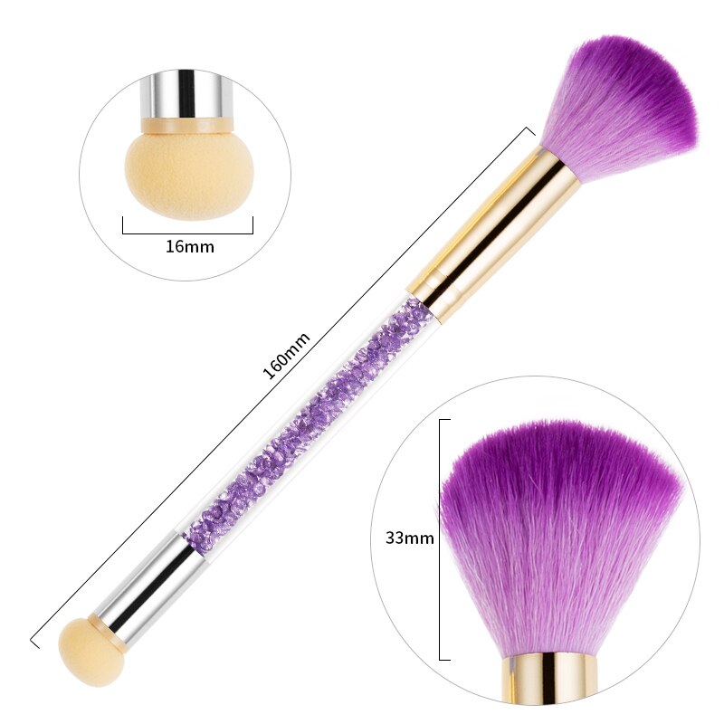 1 Set Double-headed Gradient Brushes Dust Brush Acrylic Rhinestone Sponge Nail Art Brush For Ombre Gradient Nails Manicure Tool