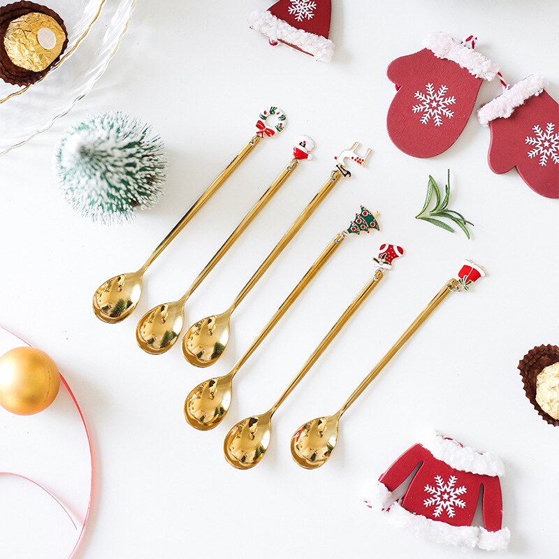 Roestvrij Kerst Lepel Jaar Xmas Party Tafel Ornamenten Koffie Lepel Kerst Decoraties Voor Huis Noel