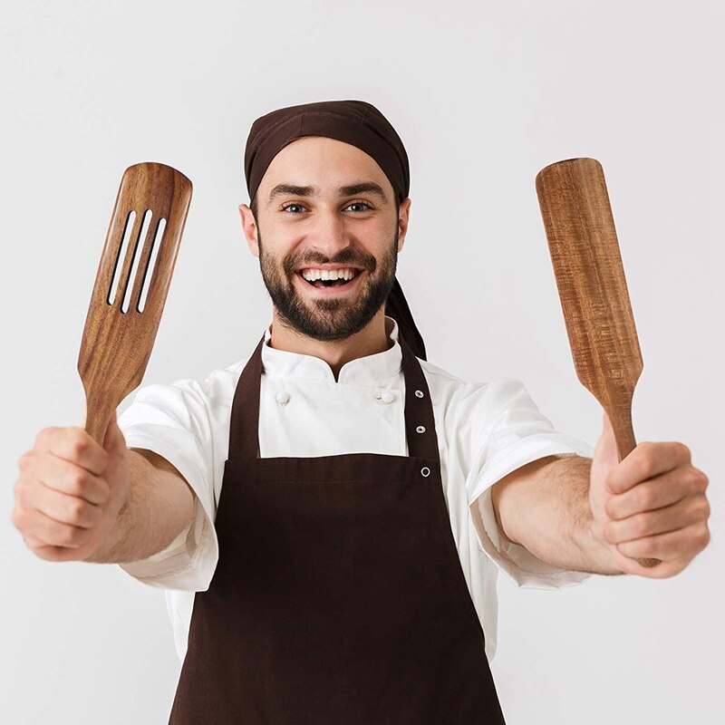 2 Stuks Van Keukengerei, Houten Spatel, Koken Lepel En Non-stick Kookgerei, koken En Roeren Gereedschap