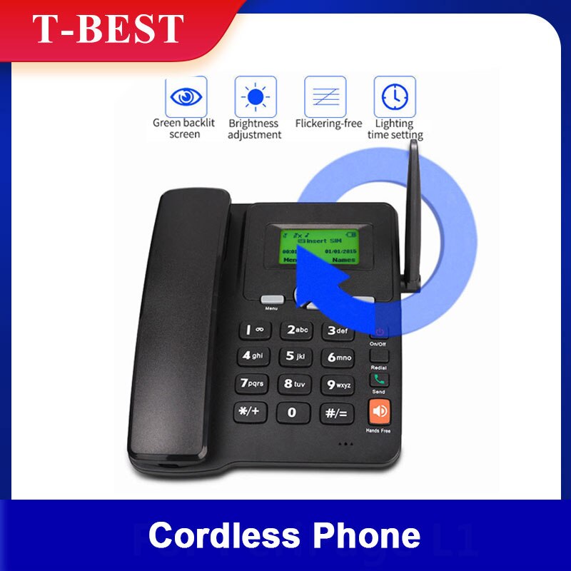 Teléfono inalámbrico de escritorio, soporte GSM 850/900/1800/1900MHZ, Tarjeta SIM Dual, 2G, teléfono inalámbrico fijo con antena de Radio y alarma