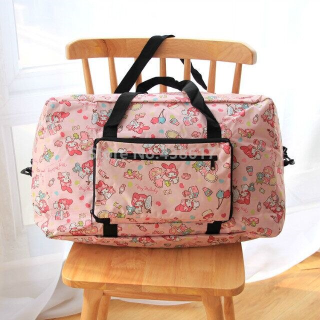 Cute Cartoon Piccolo Twin Stars My Melody Pieghevole Pieghevole Borsa Da Viaggio Trolley Delle Ragazze Delle Donne Tote Sacchetti di Duffle Bagaglio A Mano