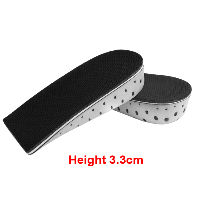 2 stk sko indlægssåler åndbare halve indlæg hæve hæl indsats sportssko puder pude unisex 2-4cm højde øge indlægssåler: Højde 3.3cm