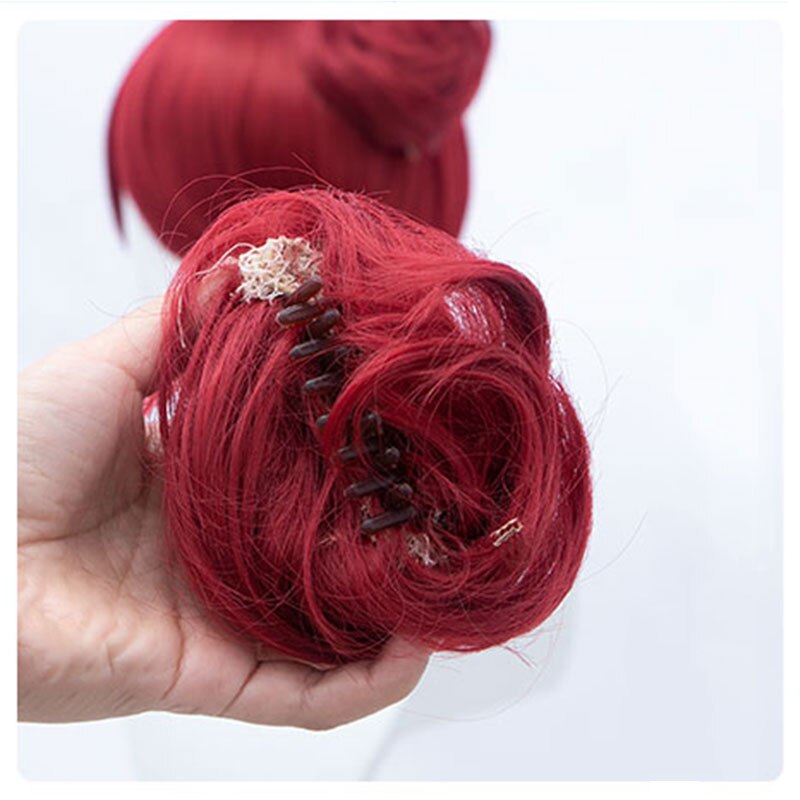 Postiche Synthétique à réinitialisation pour Femme, Chignon, Rose, Rouge, Blonde, Bleu, Extension de Cheveux, Accessoires de Cosplay