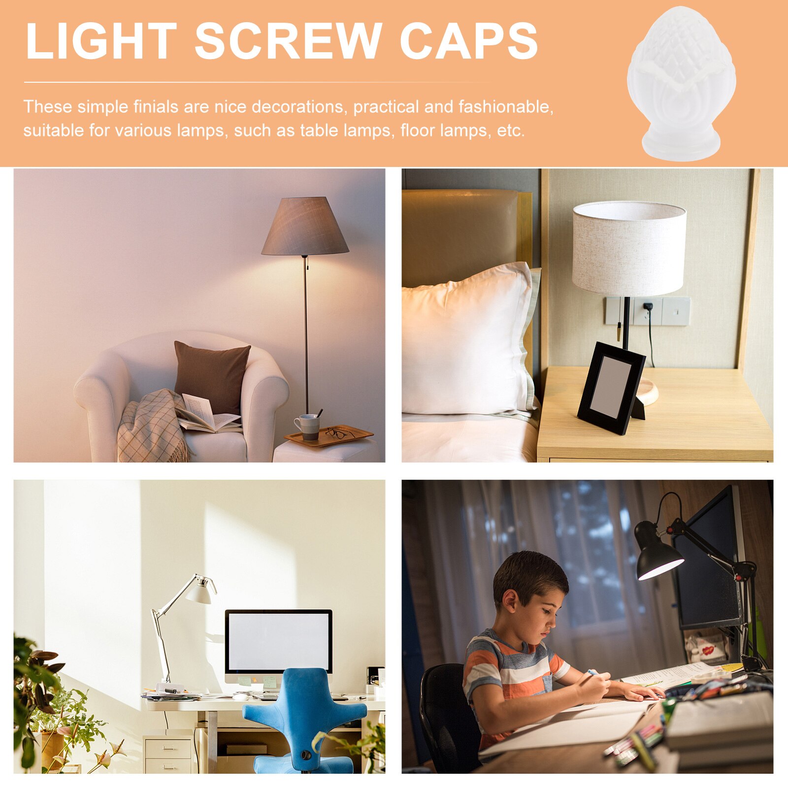 8pcs Lamp Finials Decorative Lamp Shade Knobs Light Finial Adornments