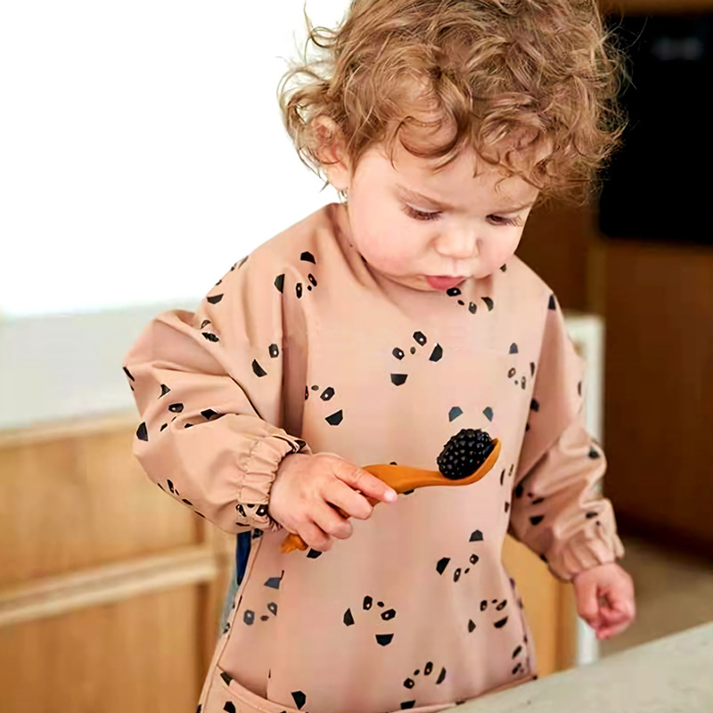Cartoon Baby Lange Mouw Slabbetjes Waterdichte Schort Leuke Print Baby Eten Baby Spullen Kinderen Jongens Meisjes Burp Doek Slabbetjes Art kiel
