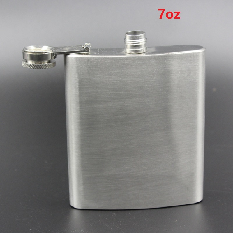 1-18Oz Stainless Steel Hip Flask Liquor Alcohol Whiskey Flask Cap Funnel Bottle Travel Liquid Portable Hip Flask: 7oz(196ml)